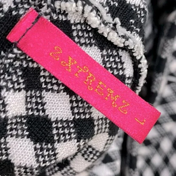 2extremz Black White Knit Midi Length A-Line Skirt L - Picture 3 of 12